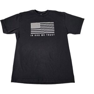 Hope Outfitters Mens Black In God We Trust American Flag Graphic T-Shirt Size M